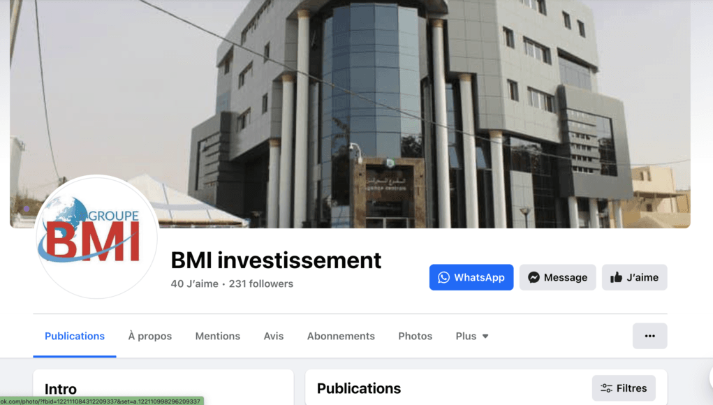BMI investissement_Arnaque_en ligne BMI investissement_Arnaque_en ligne_Facebook